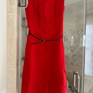 Boss Strapless Red Dress with Black Belt